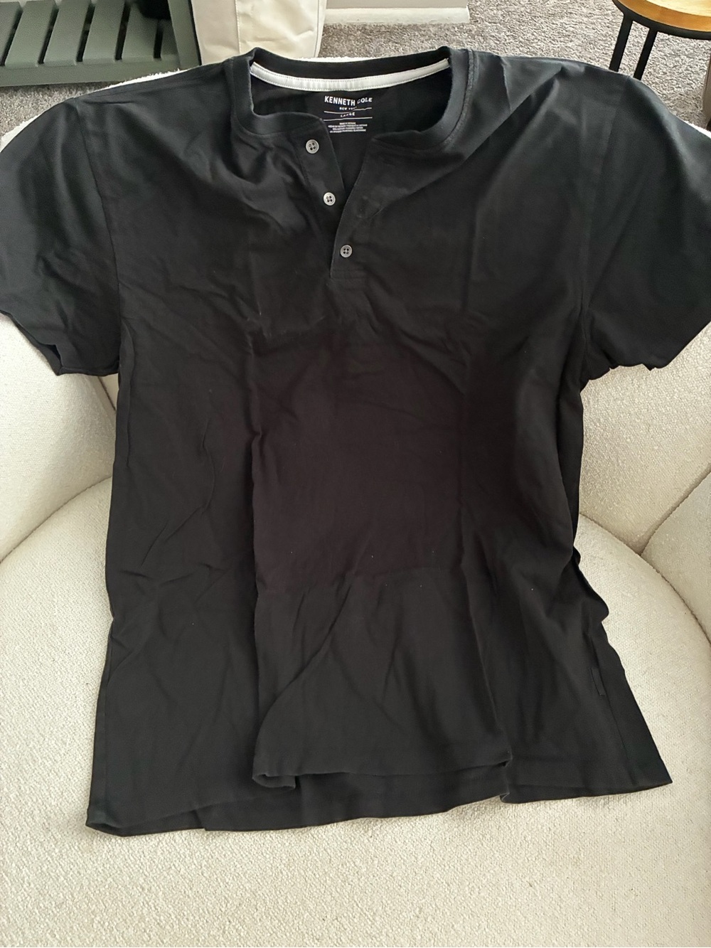 Kenneth Cole Black Short Sleeve Henley Tee